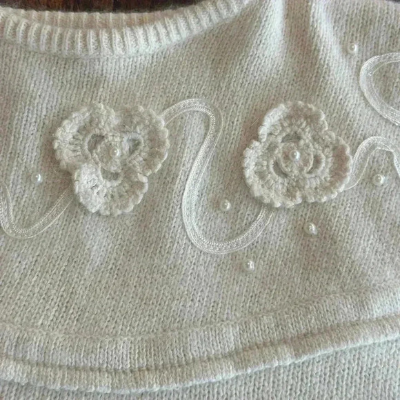 All Points | Vintage Silk/Angora/Lambswool Blend Crewneck Embellished Sweater - Picture 3 of 5